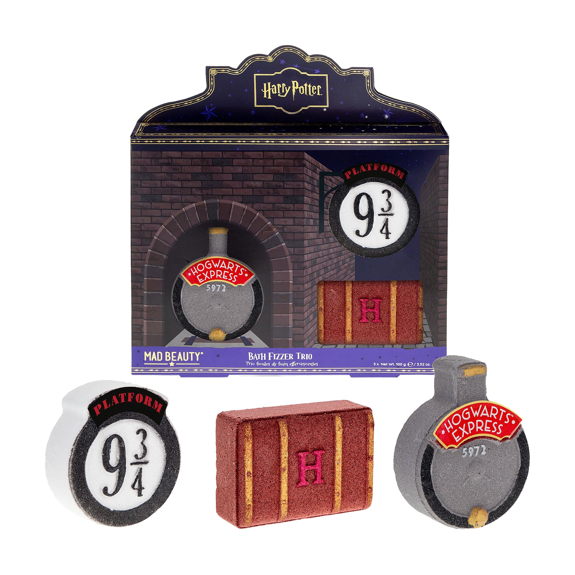 Набір бомбочок для ванни Mad Beauty Harry Potter Bath Fizzer Trio, 3*100 г